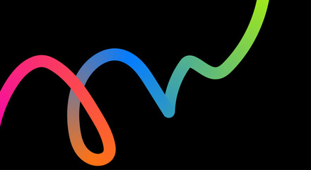 Gradient Abstract Flowing Line Vector – Colorful Modern Wave Curve on Black Background for Digital and Print Design - 3d render of a glowing neon sign symbol