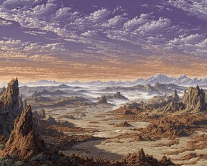 Fototapeta premium Pixelated Desert Landscape Sunset View