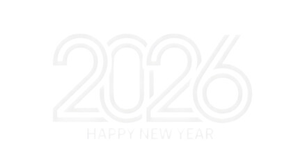 Happy new year 2026 text design isolated on transparent background