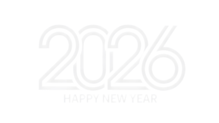 Happy new year 2026 text design isolated on transparent background
