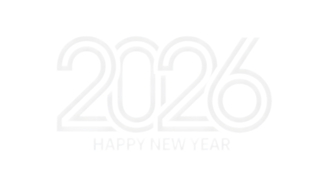 Happy new year 2026 text design isolated on transparent background