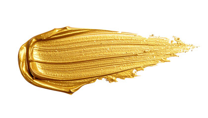 textured abstract metallic golden color with glitter paint stroke isolated on transparent background, png