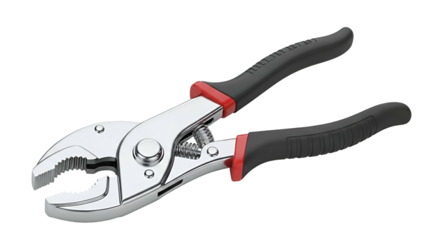 Adjustable slip joint pliers with ergonomic handles presented on a solid dark background