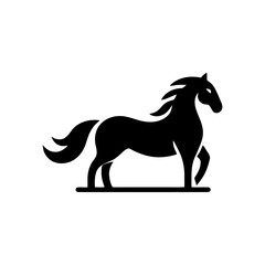 Horse silhouette standing in black