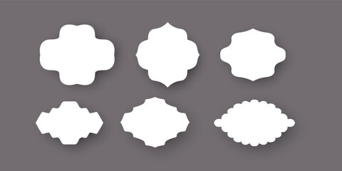 Set of Decorative White Labels and Frames with Shadows