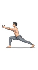 Illustration of man doing yoga with white background, , Blue November, Movember, Men's Health Awareness