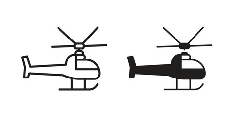 Helicopter icon silhouette vector designs. Editable Strokes