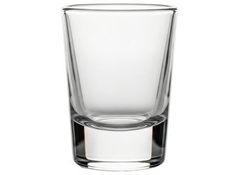 Empty clear glass shot glass, ideal for serving spirits, liquor, or measuring drinks