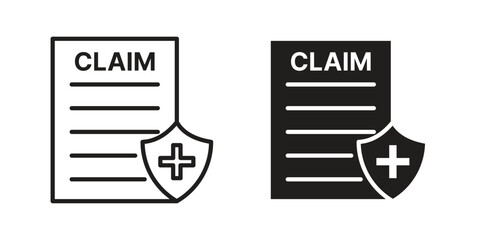 Insurance Claim icon silhouette vector designs. Editable Strokes