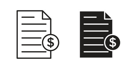 Invoice payment icon silhouette vector designs. Editable Strokes