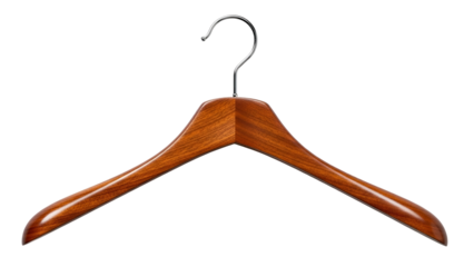 High quality wooden garment support features polished finish and metal hardware