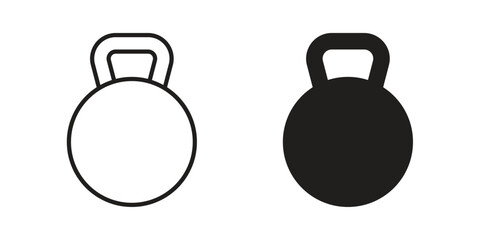 Kettlebell icon silhouette vector designs. Editable Strokes