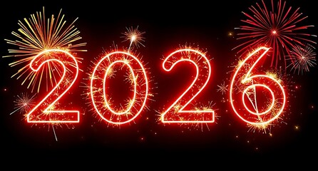 New Year 2026 celebration vectors (fireworks, numbers, champagne)