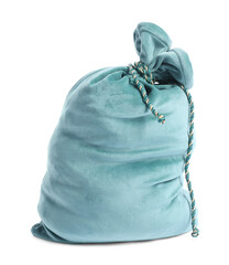 One green Santa's bag isolated on white