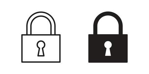 Lock closed icon silhouette vector designs. Editable Strokes