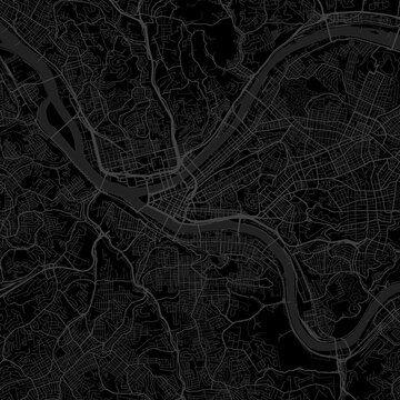 Pittsburgh City Map Sleek Gray Urban Grid Blueprint Featuring Refined Monochrome Linework and Modern Minimalist Design. 