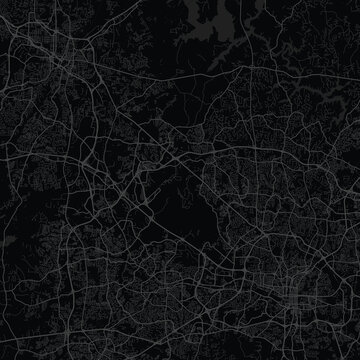 Raleigh and Durham &ndash; Research Triangle, North Carolina City Map Elegant Monochrome Wall Decoration featuring sleek Black and Gray Linework of a refined Urban Grid Blueprint.