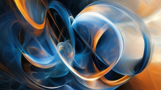 Abstract orange and blue energy waves swirling