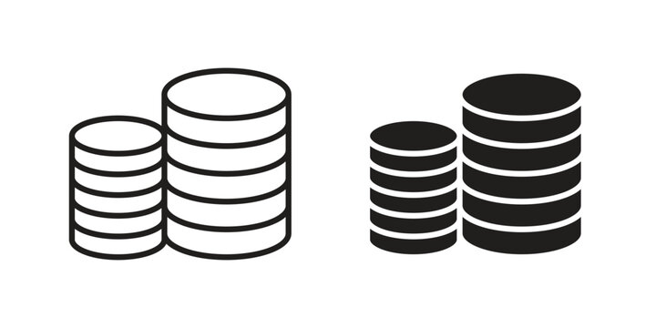 Money coin icon silhouette vector designs. Editable Strokes