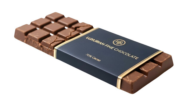 Gourmet confectionary bar partially unwrapped against a deep black background