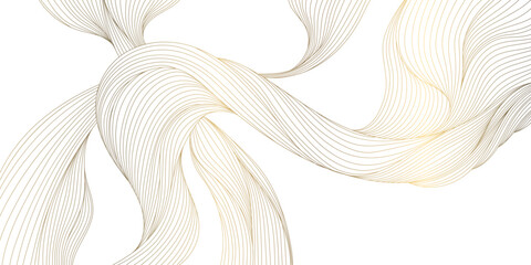 Elegant vector abstract golden wave background, smooth lines and soft gradients, luxurious flowing design. Modern presentations, packaging, banners, premium templates.