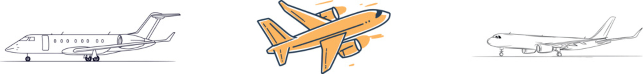 The modern illustration of airplane one line drawing showcases minimalism through its use of continuous single sketch, embodying lineart simplicity