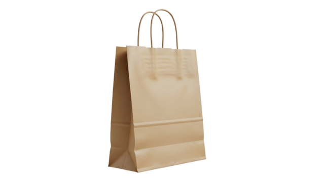 Single brown paper container with rope handles stands against a solid dark background - Powered by Adobe