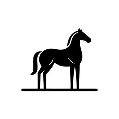 Horse vector silhouette on a base