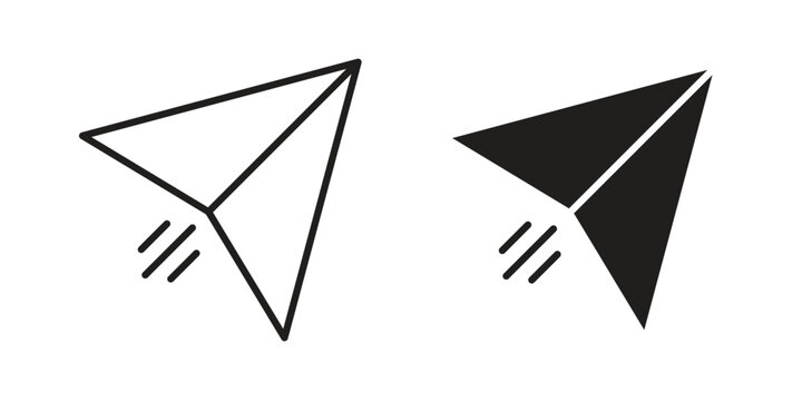 Paper plane icon silhouette vector designs. Editable Strokes