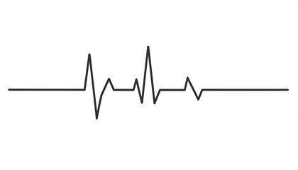 Minimalist black heartbeat line on white. Simple waveform depicting a pulse