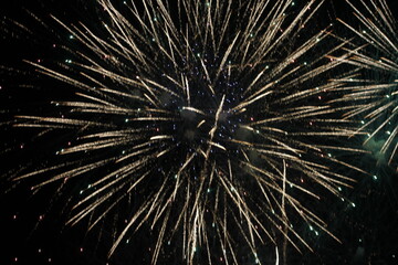 Firework at riverbank in Japan