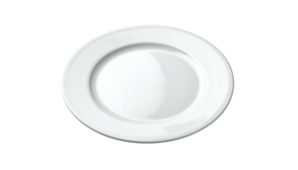 Round white ceramic dinner plate displayed centrally against a pure black background