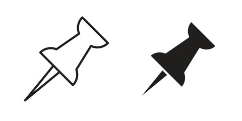 Push pin icon silhouette vector designs. Editable Strokes
