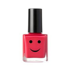 Obraz premium Bottle of red nail polish with smiley face isolated on transparent background