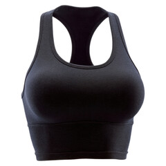 Supportive black ai sportswear bra top for fitness. comfortable activewear mockup garment for healthy lifestyle