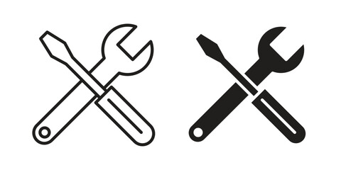 Repair tools icon silhouette vector designs. Editable Strokes