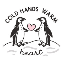 Cold Hands Warm Heart – Penguin Love Design (Black & Pink)