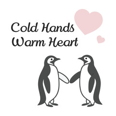 Cold Hands Warm Heart – Penguin Love Design (Black & Pink)