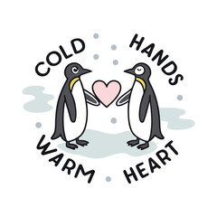 Cold Hands Warm Heart – Penguin Love Design (Black & Pink)