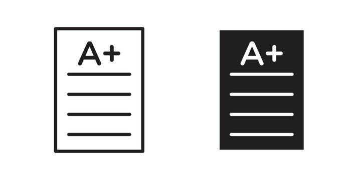 Report card icon silhouette vector designs. Editable Strokes