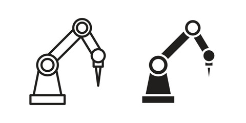 Robot arm icon silhouette vector designs. Editable Strokes