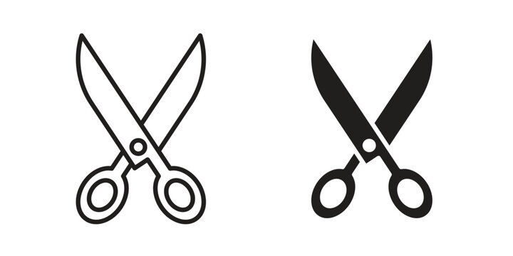 Scissors icon silhouette vector designs. Editable Strokes
