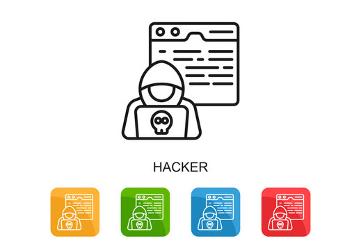 Hacker Icon Multi Color Vector Illustration