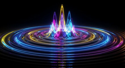 Colorful ripples and glowing peaks against a dark background space