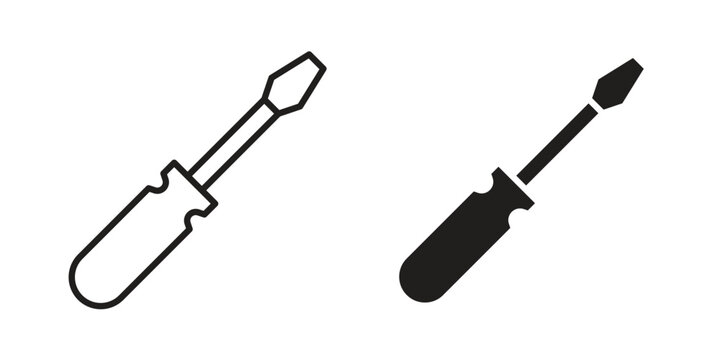 Screwdriver icon silhouette vector designs. Editable Strokes