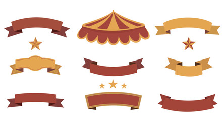 set of vintage labels. Retro vector set in red and gold for certificates and invitations. © Pattern.dreamshop