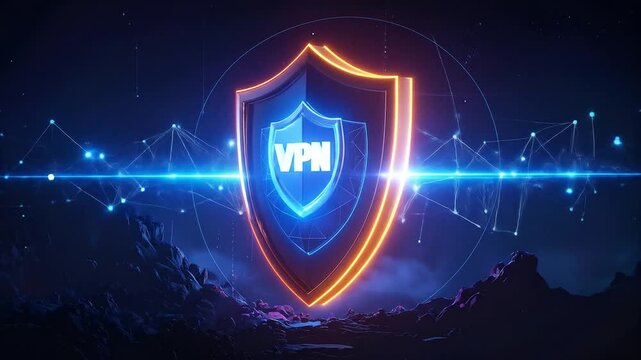 Aesthetic Digital VPN Shield Concept with Futuristic Glowing Network