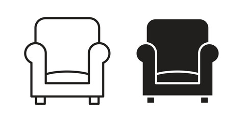 Sofa icon silhouette vector designs. Editable Strokes