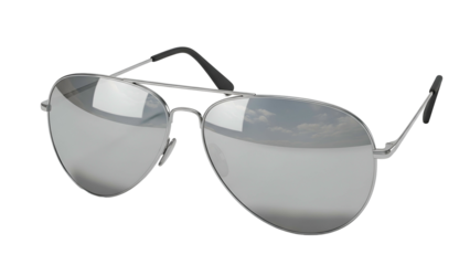 Metal frame aviator style eye protection rests against a dark background
