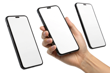 Dual Hand Smartphone Mockup Isolated on White.
